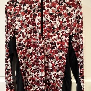 Kerrits Red and Black Floral Zip Top, women's size medium